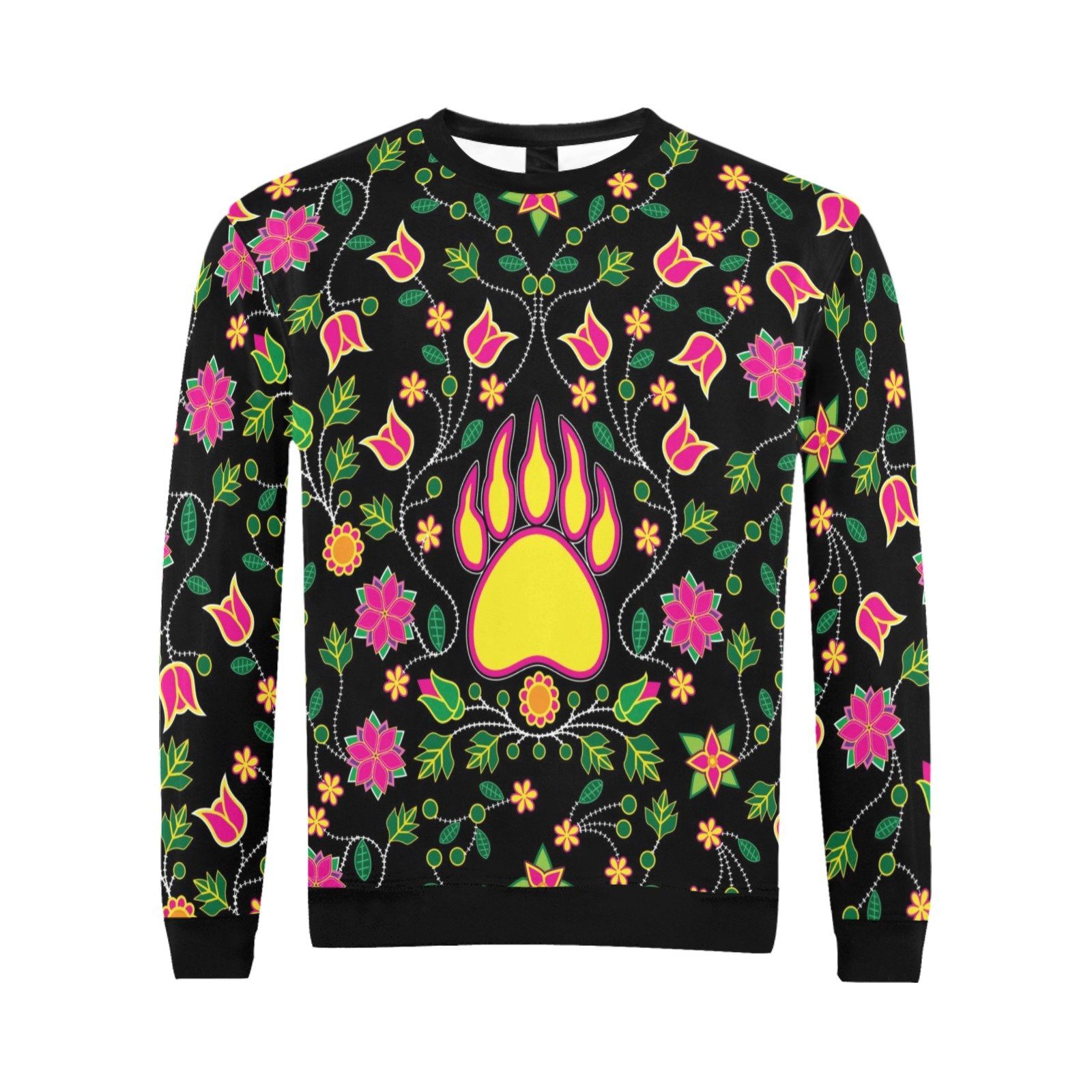 Floral Bearpaw Pink and Yellow All Over Print Crewneck Sweatshirt for Men (Model H18) shirt e-joyer 