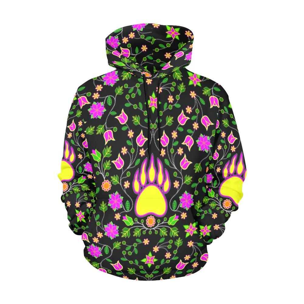 Floral Bearpaw Pink and Yellow All Over Print Hoodie for Women (USA Size) (Model H13) All Over Print Hoodie for Women (H13) e-joyer 