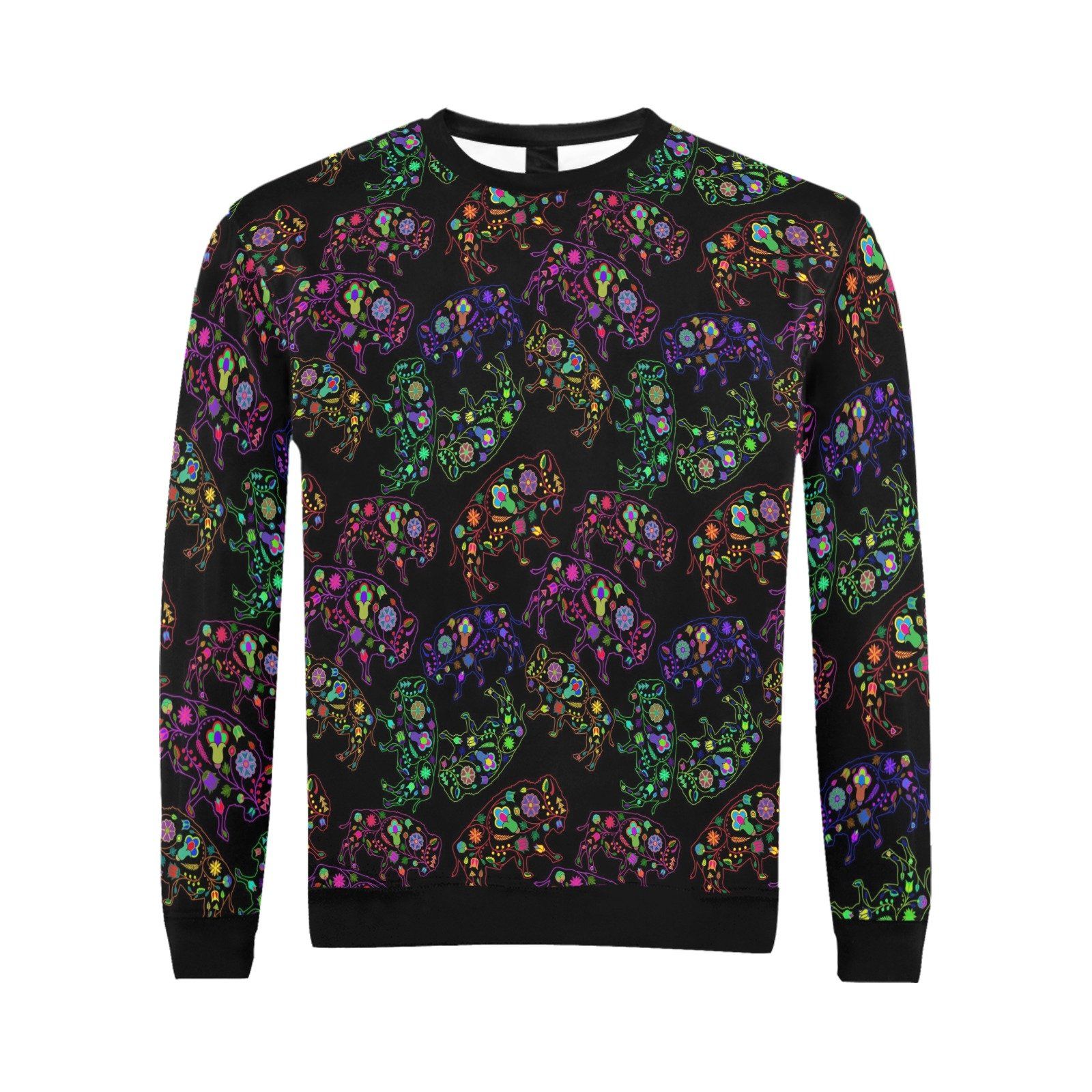Floral Buffalo All Over Print Crewneck Sweatshirt for Men (Model H18) shirt e-joyer 