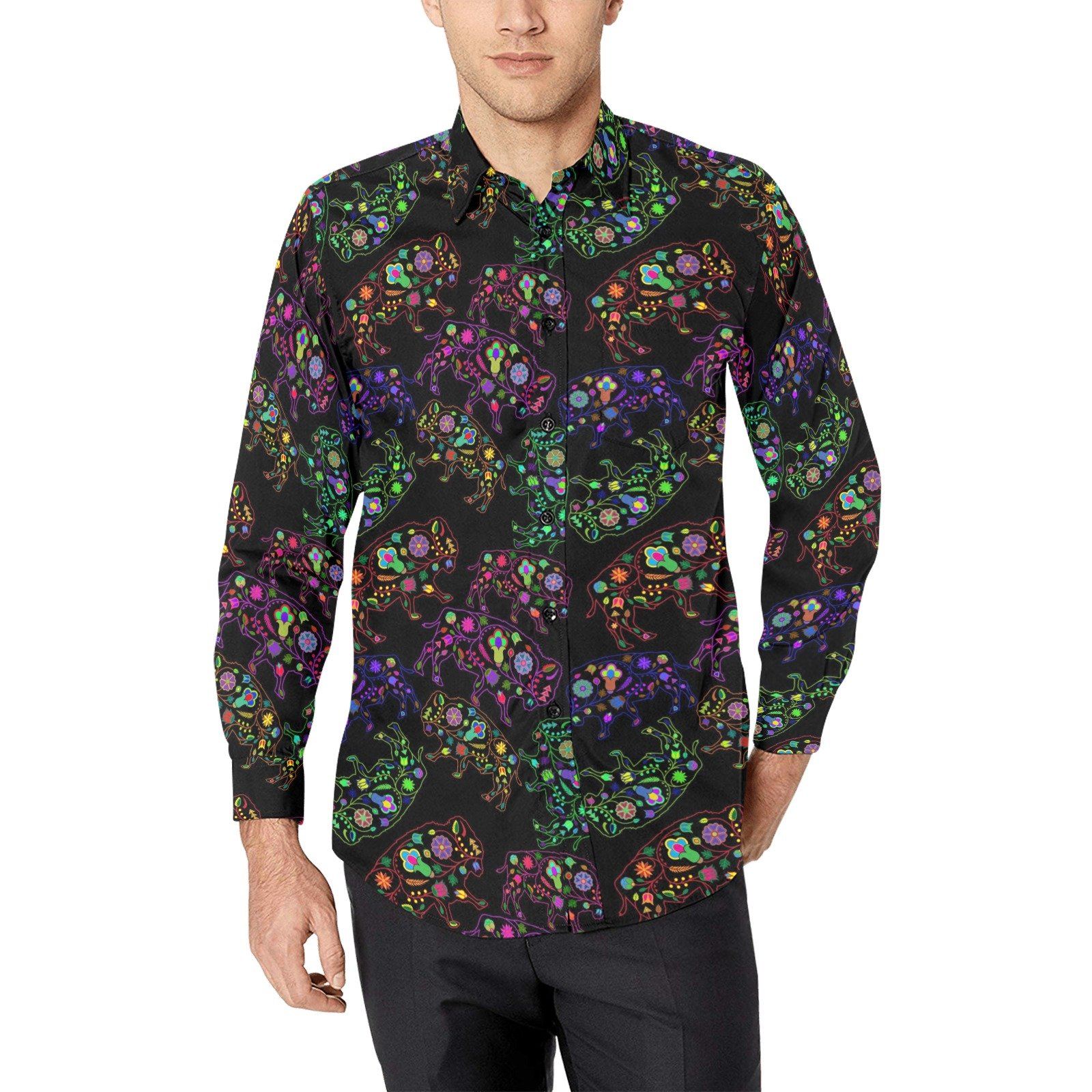 Floral Buffalo Men's All Over Print Casual Dress Shirt (Model T61) Men's Dress Shirt (T61) e-joyer 