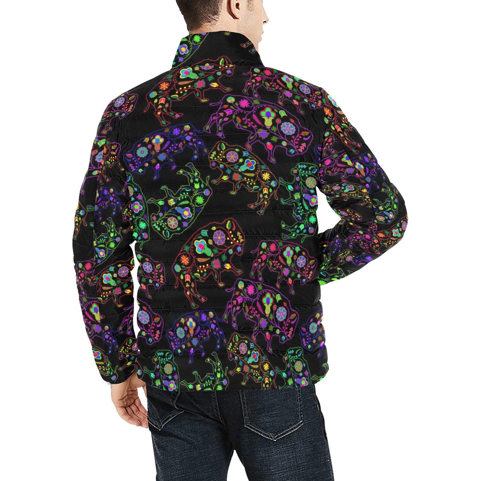Floral Buffalo Men's Stand Collar Padded Jacket (Model H41) Men's Stand Collar Padded Jacket (H41) e-joyer 