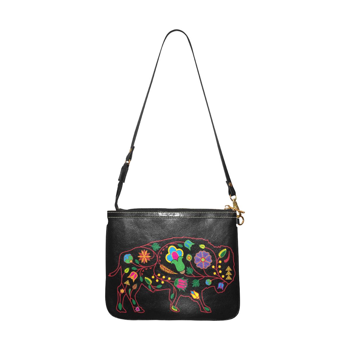 Floral Buffalo Small Shoulder Bag (Model 1710) Small Shoulder Bag (1710) e-joyer 