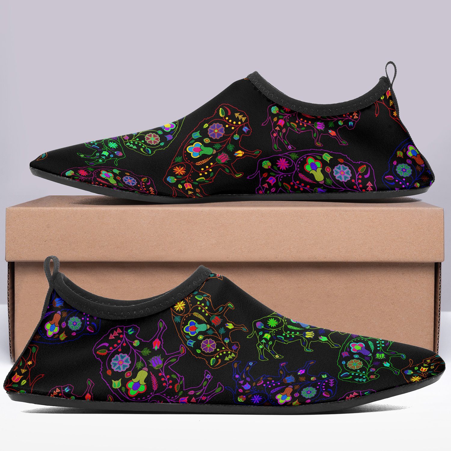 Floral Buffalo Sockamoccs Kid's Slip On Shoes Herman 