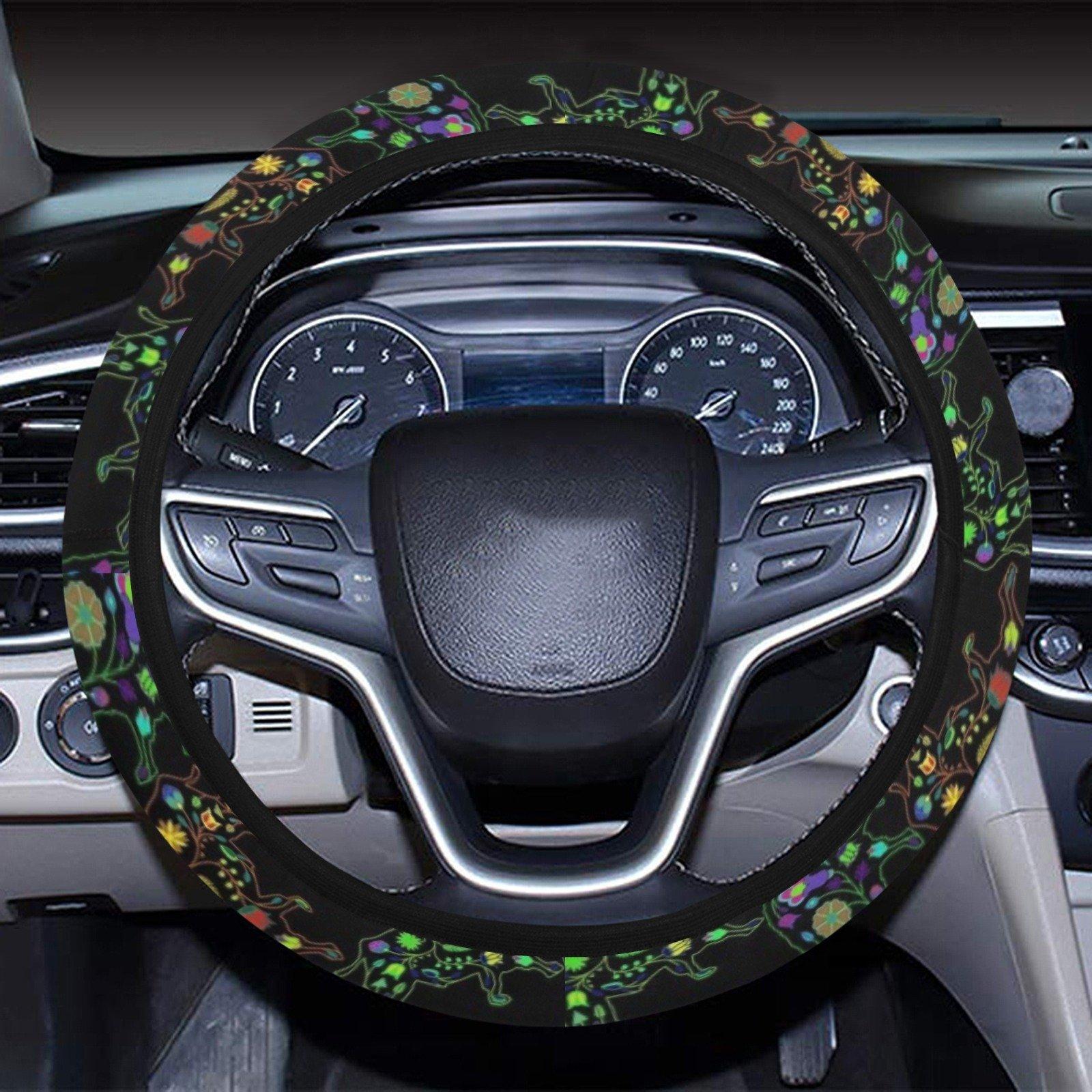 Floral Buffalo Steering Wheel Cover with Elastic Edge Steering Wheel Cover with Elastic Edge e-joyer 