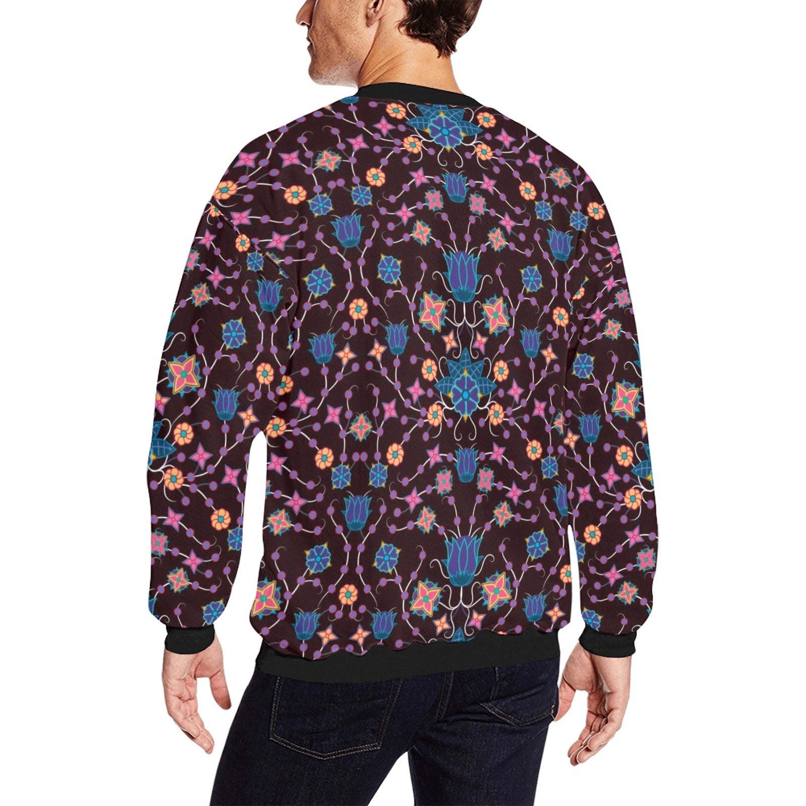 Floral Damask Purple All Over Print Crewneck Sweatshirt for Men (Model H18) shirt e-joyer 