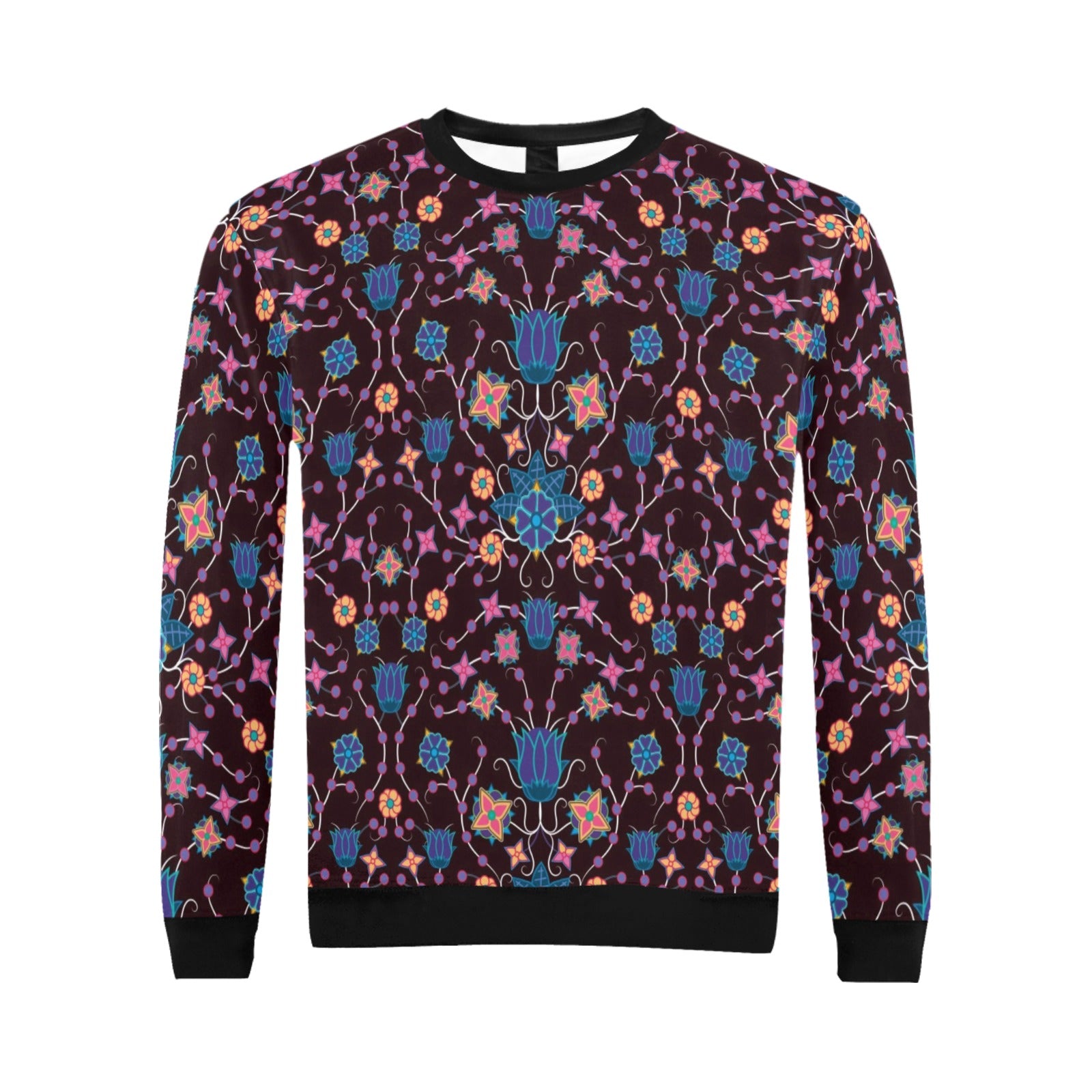 Floral Damask Purple All Over Print Crewneck Sweatshirt for Men (Model H18) shirt e-joyer 