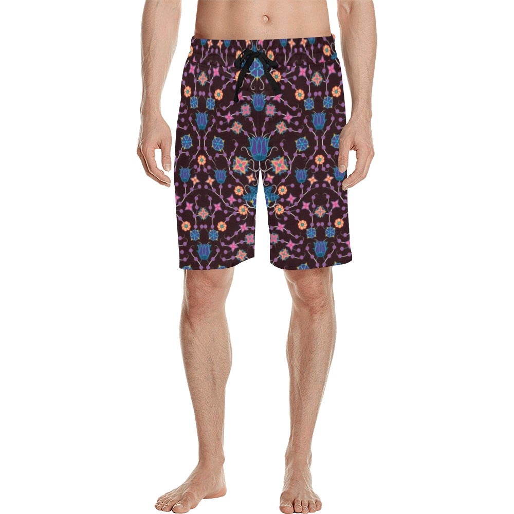 Floral Damask Purple Men's All Over Print Casual Shorts (Model L23) short e-joyer 