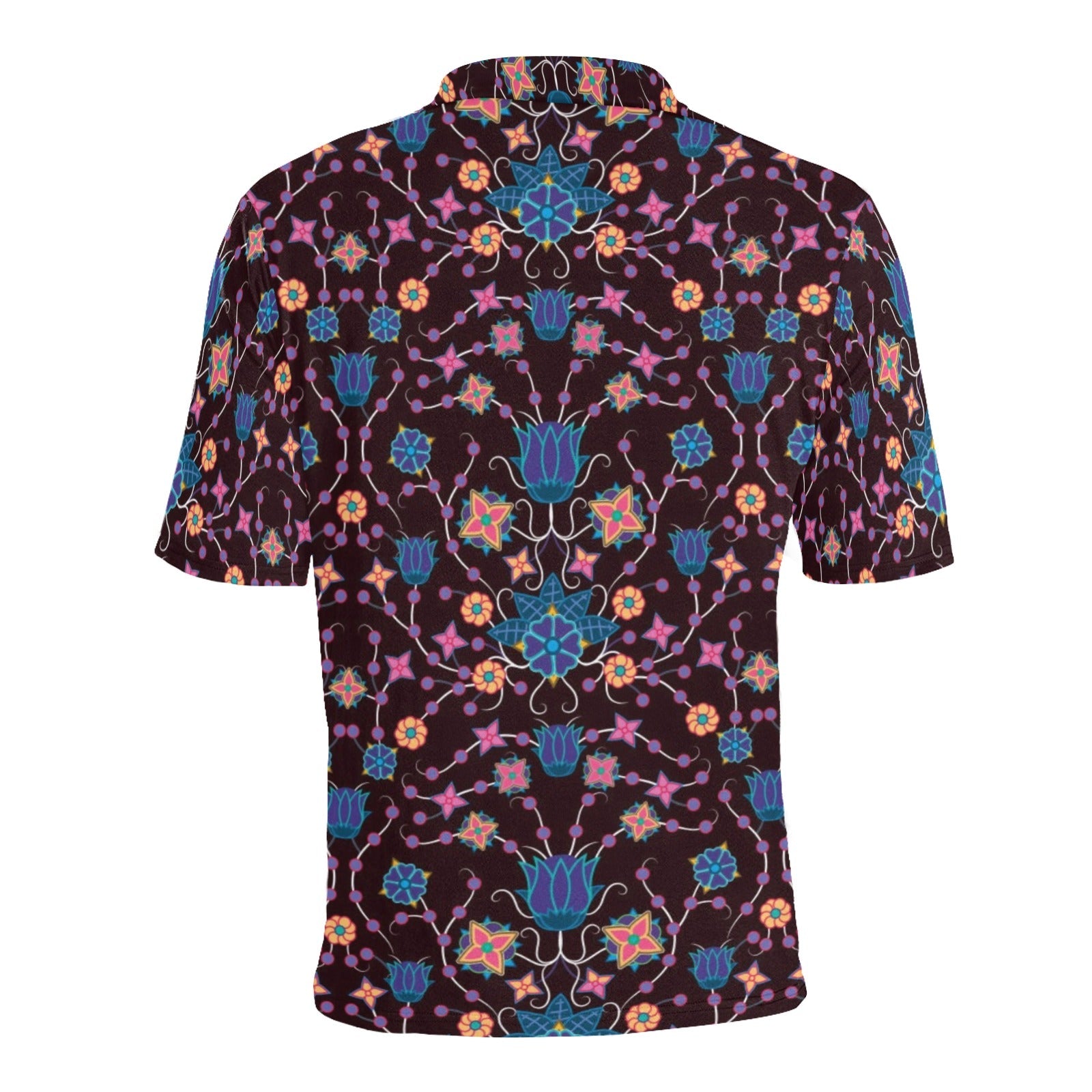 Floral Damask Purple Men's All Over Print Polo Shirt (Model T55) Men's Polo Shirt (Model T55) e-joyer 