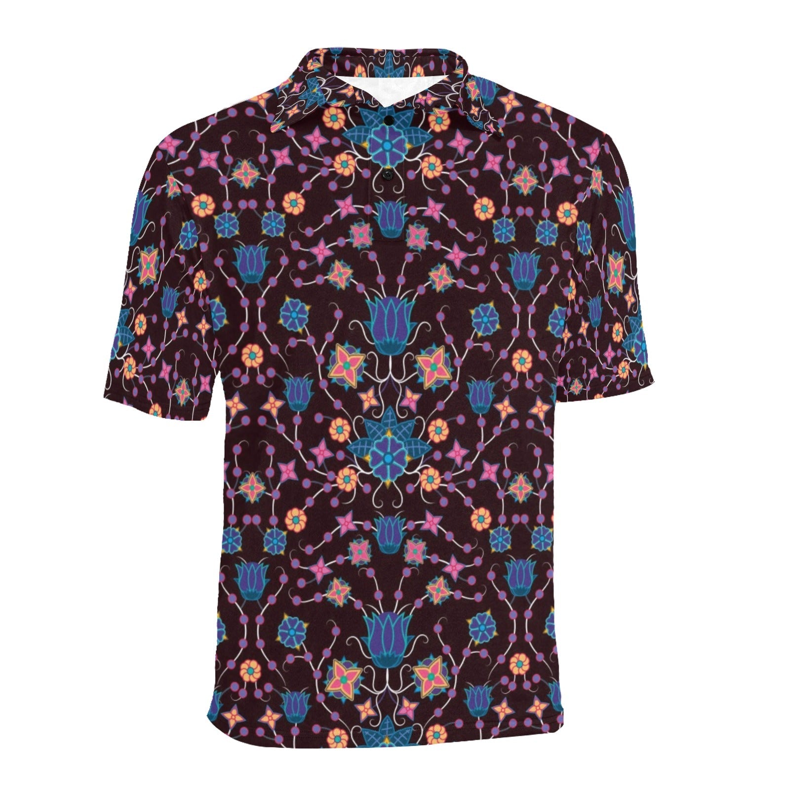 Floral Damask Purple Men's All Over Print Polo Shirt (Model T55) Men's Polo Shirt (Model T55) e-joyer 