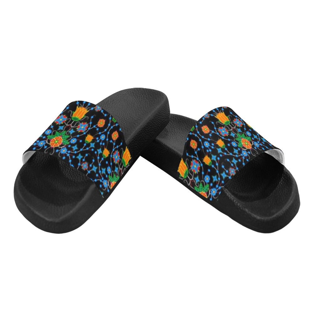 Floral Damask Women's Slide Sandals (Model 057) sandals e-joyer 