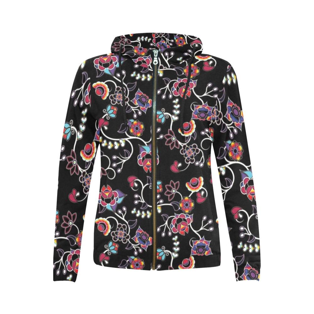 Floral Danseur All Over Print Full Zip Hoodie for Women (Model H14) All Over Print Full Zip Hoodie for Women (H14) e-joyer 