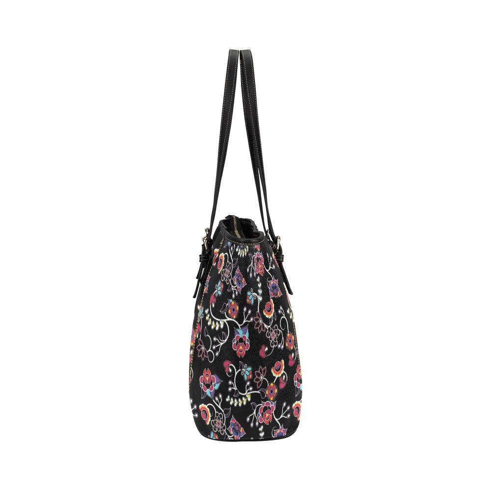 Floral Danseur Leather Tote Bag/Large (Model 1640) Leather Tote Bag (1640) e-joyer 