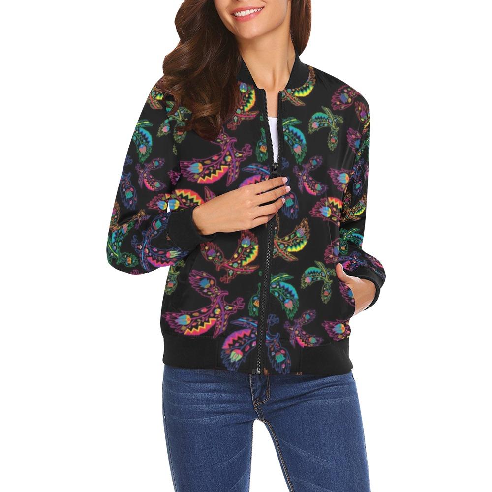 Floral Eagle All Over Print Bomber Jacket for Women (Model H19) All Over Print Bomber Jacket for Women (H19) e-joyer 