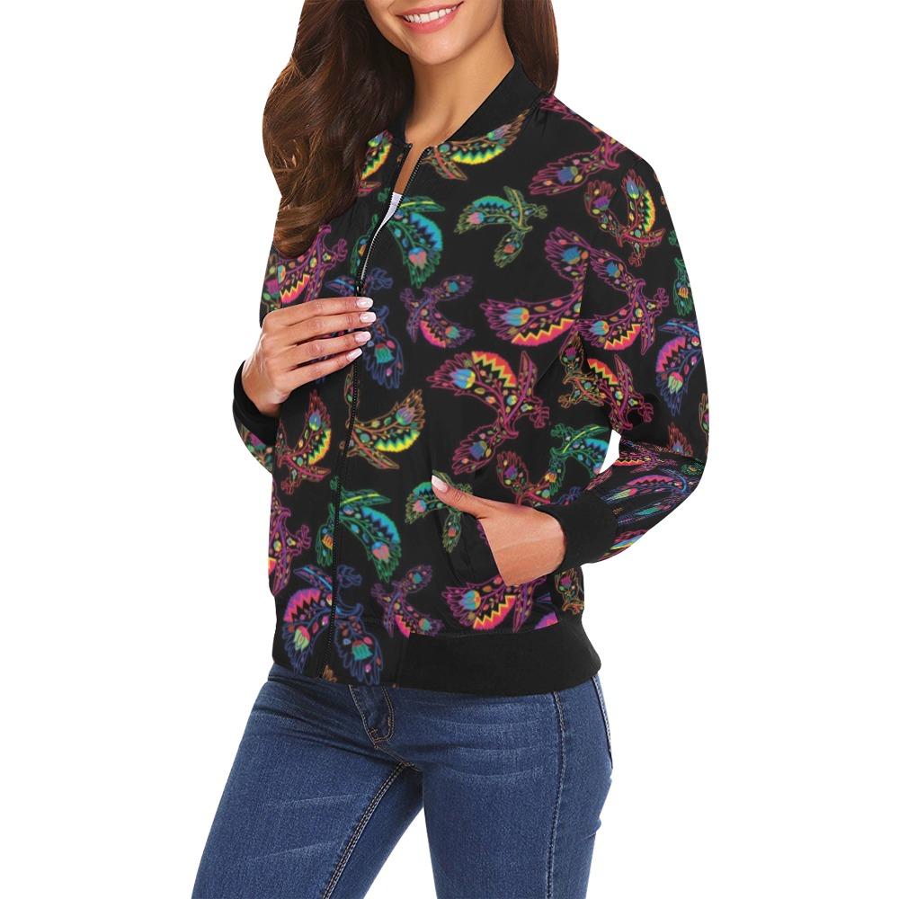 Floral Eagle All Over Print Bomber Jacket for Women (Model H19) All Over Print Bomber Jacket for Women (H19) e-joyer 