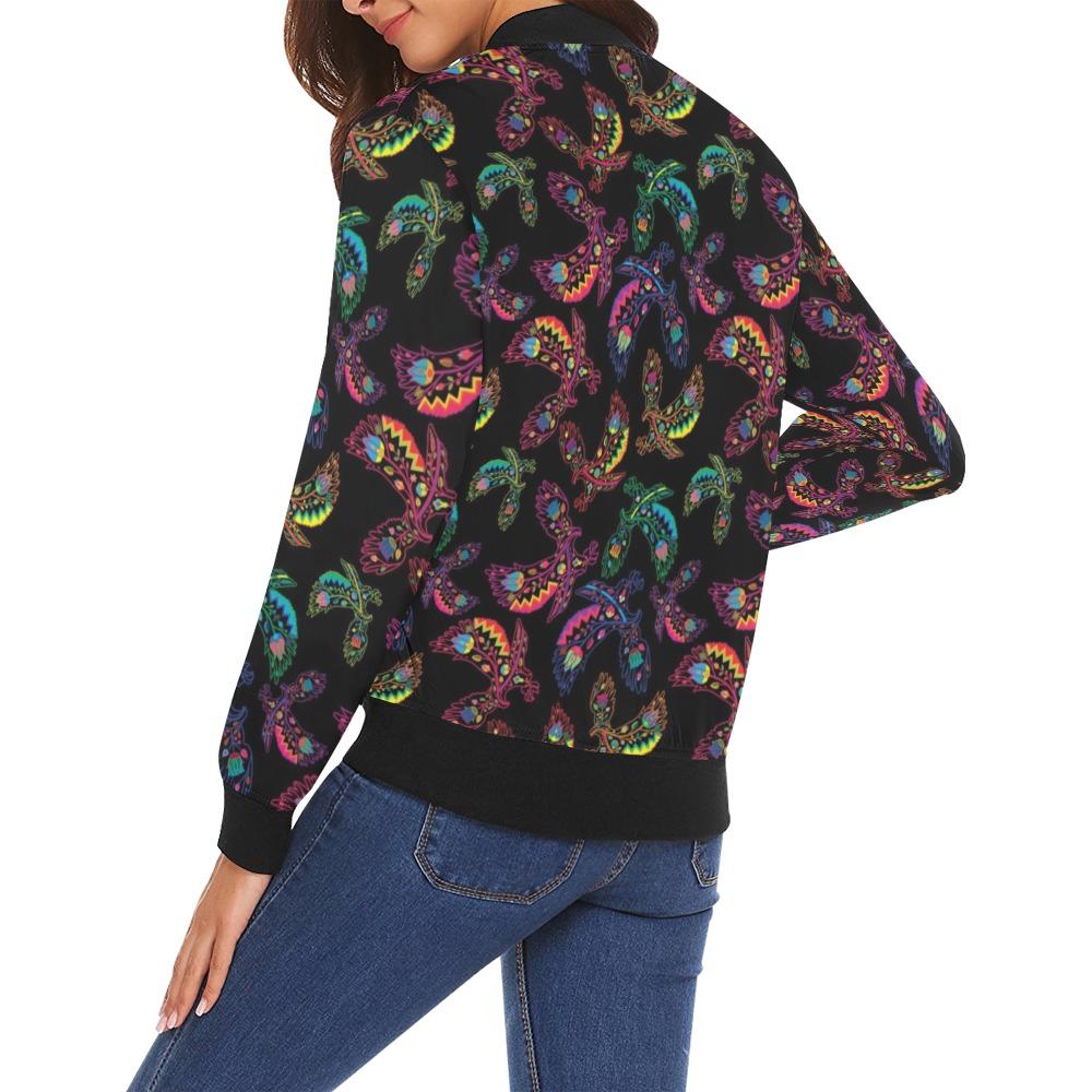 Floral Eagle All Over Print Bomber Jacket for Women (Model H19) All Over Print Bomber Jacket for Women (H19) e-joyer 