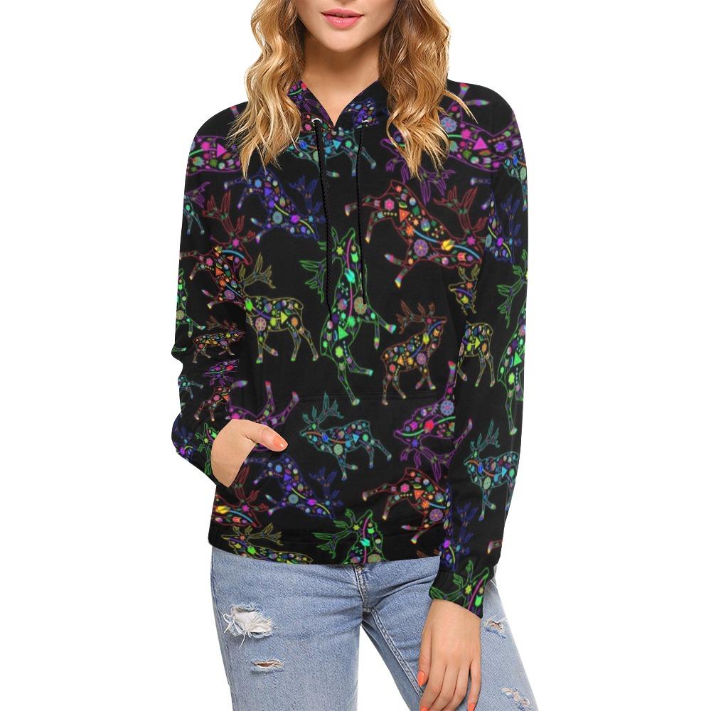 Floral Elk All Over Print Hoodie for Women (USA Size) (Model H13) All Over Print Hoodie for Women (H13) e-joyer 