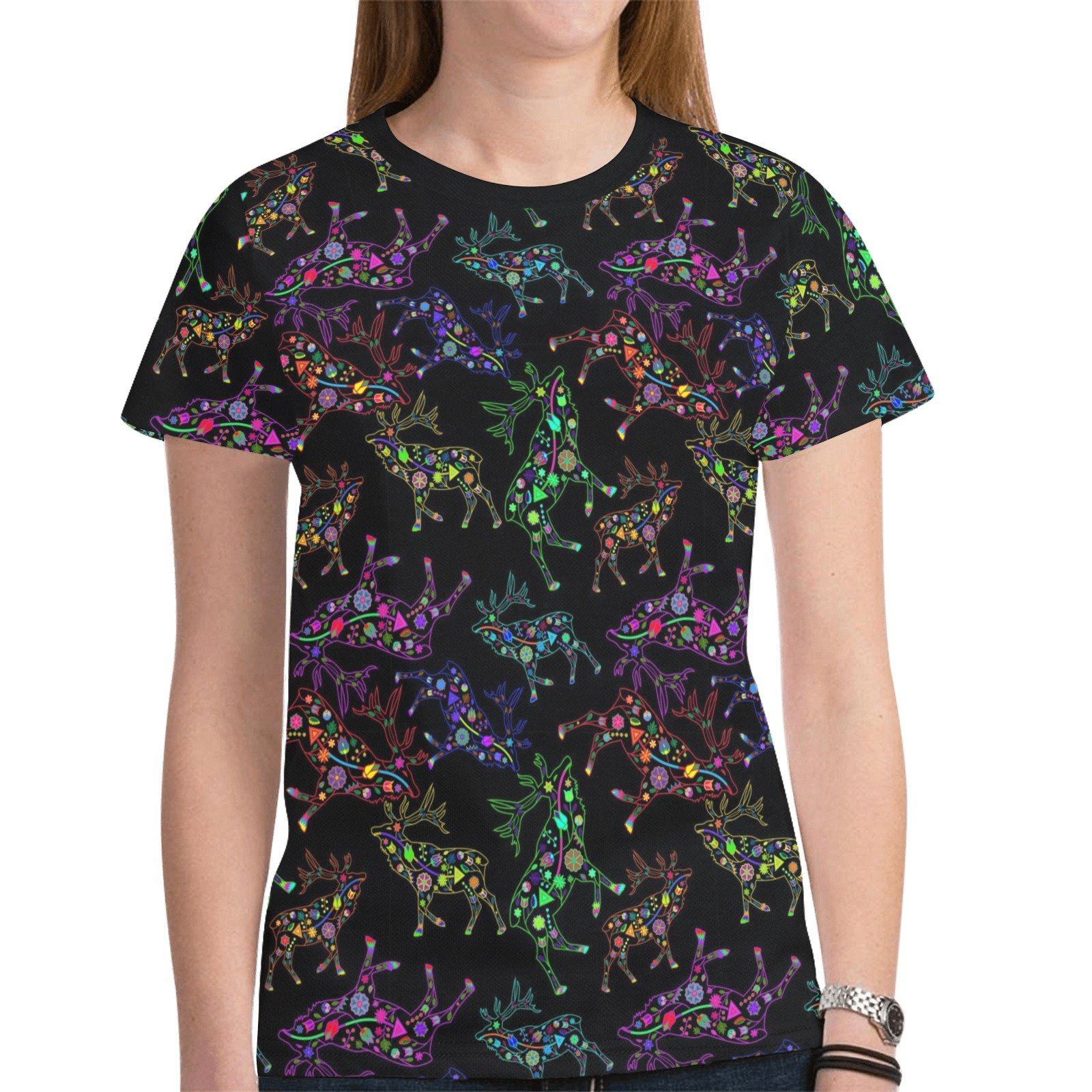 Floral Elk New All Over Print T-shirt for Women (Model T45) tshirt e-joyer 