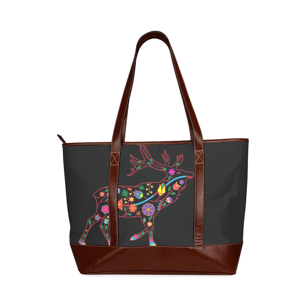 Floral Elk Tote Handbag (Model 1642) Tote Handbags (1642) e-joyer 