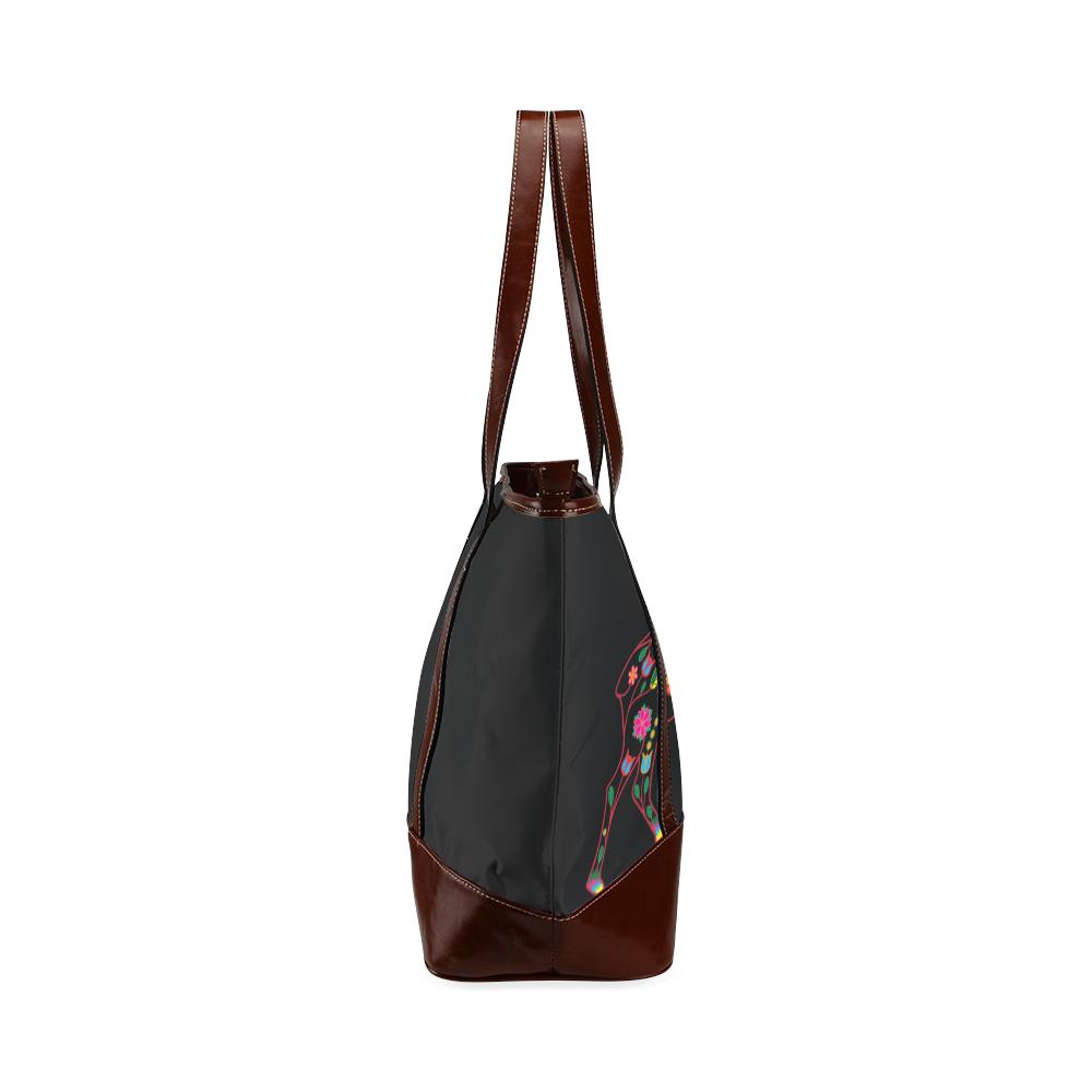 Floral Elk Tote Handbag (Model 1642) Tote Handbags (1642) e-joyer 