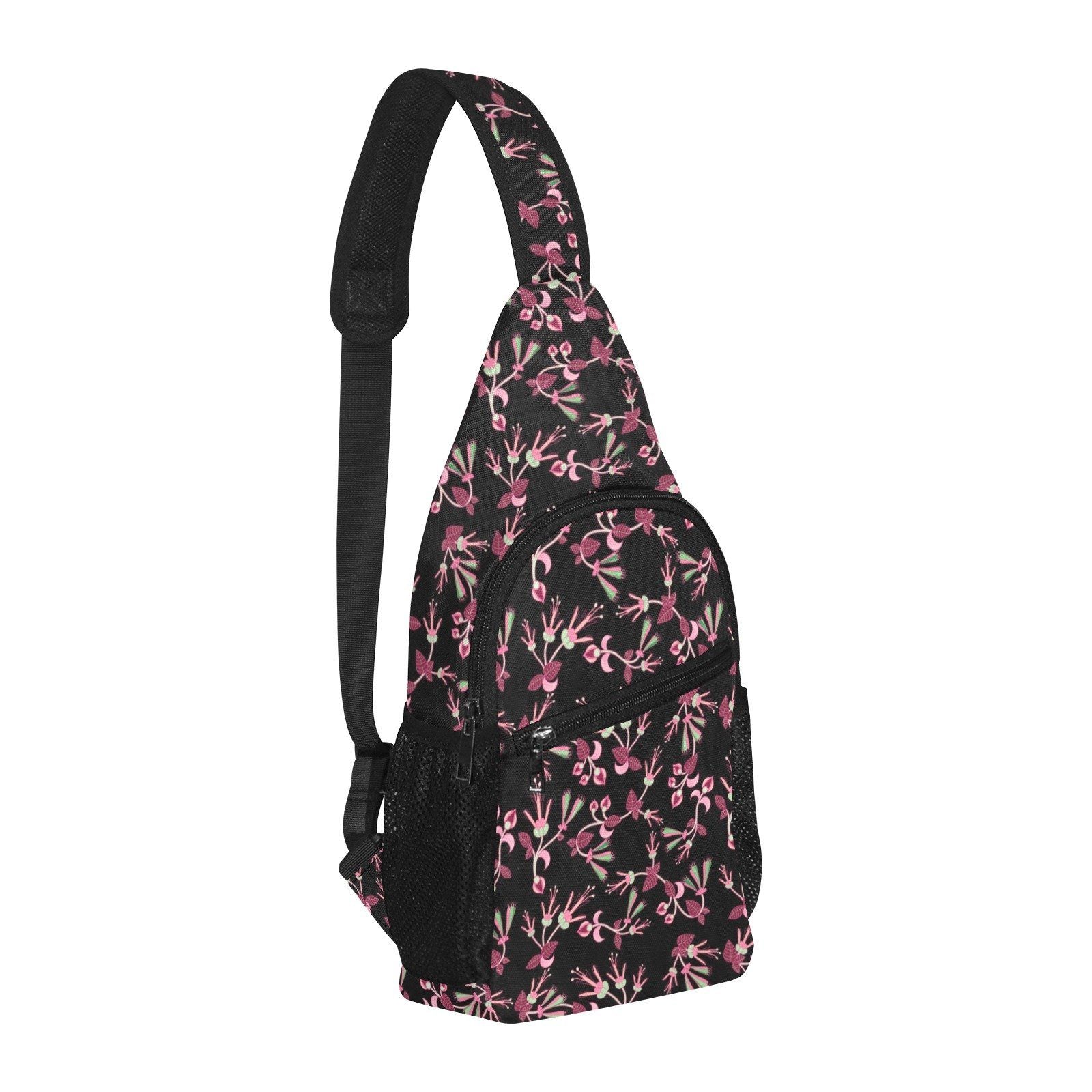 Floral Green Black All Over Print Chest Bag (Model 1719) All Over Print Chest Bag (1719) e-joyer 