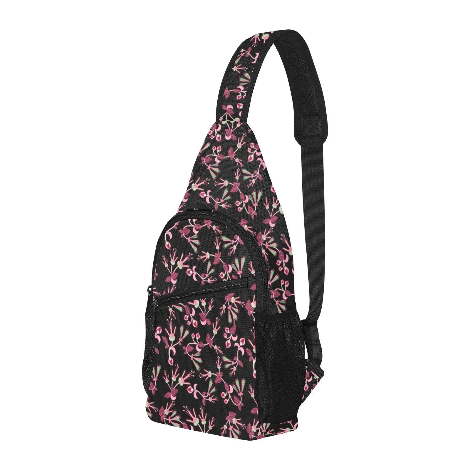 Floral Green Black All Over Print Chest Bag (Model 1719) All Over Print Chest Bag (1719) e-joyer 