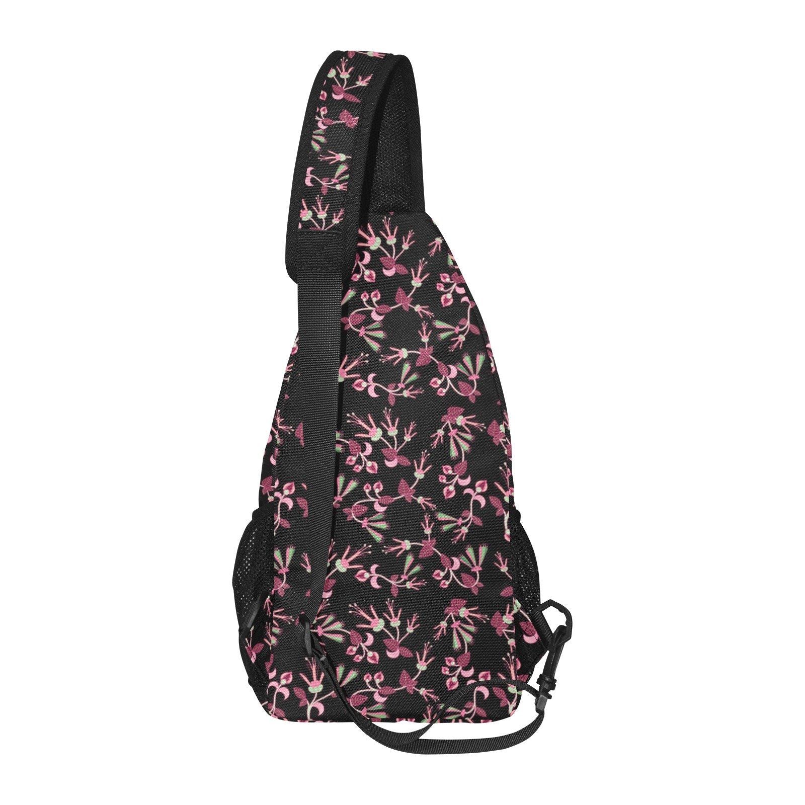 Floral Green Black All Over Print Chest Bag (Model 1719) All Over Print Chest Bag (1719) e-joyer 