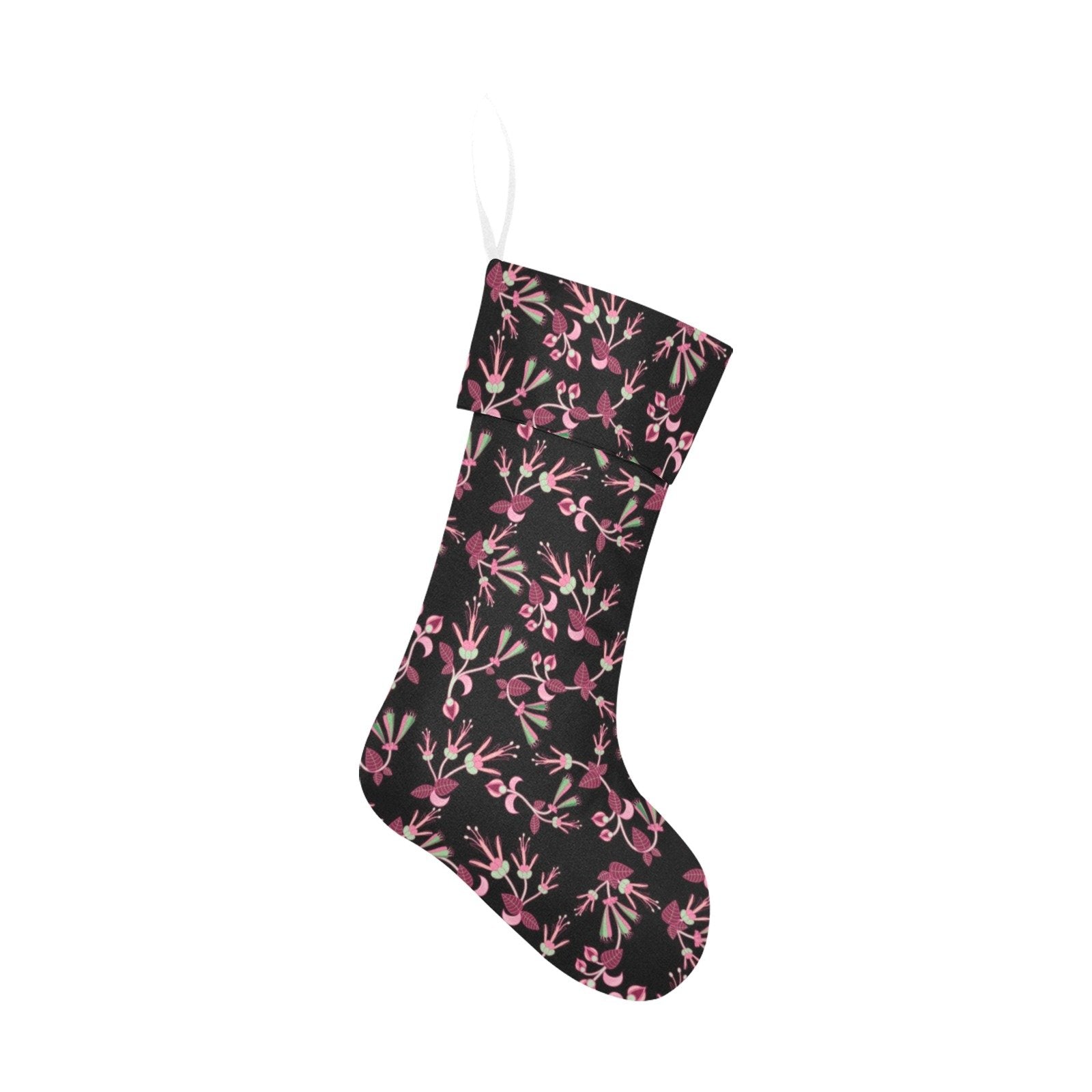 Floral Green Black Christmas Stocking holiday stocking e-joyer 