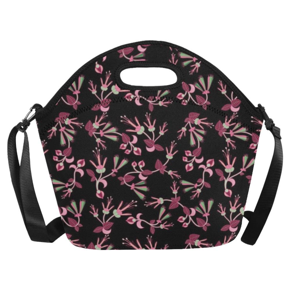 Floral Green Black Neoprene Lunch Bag/Large (Model 1669) bag e-joyer 