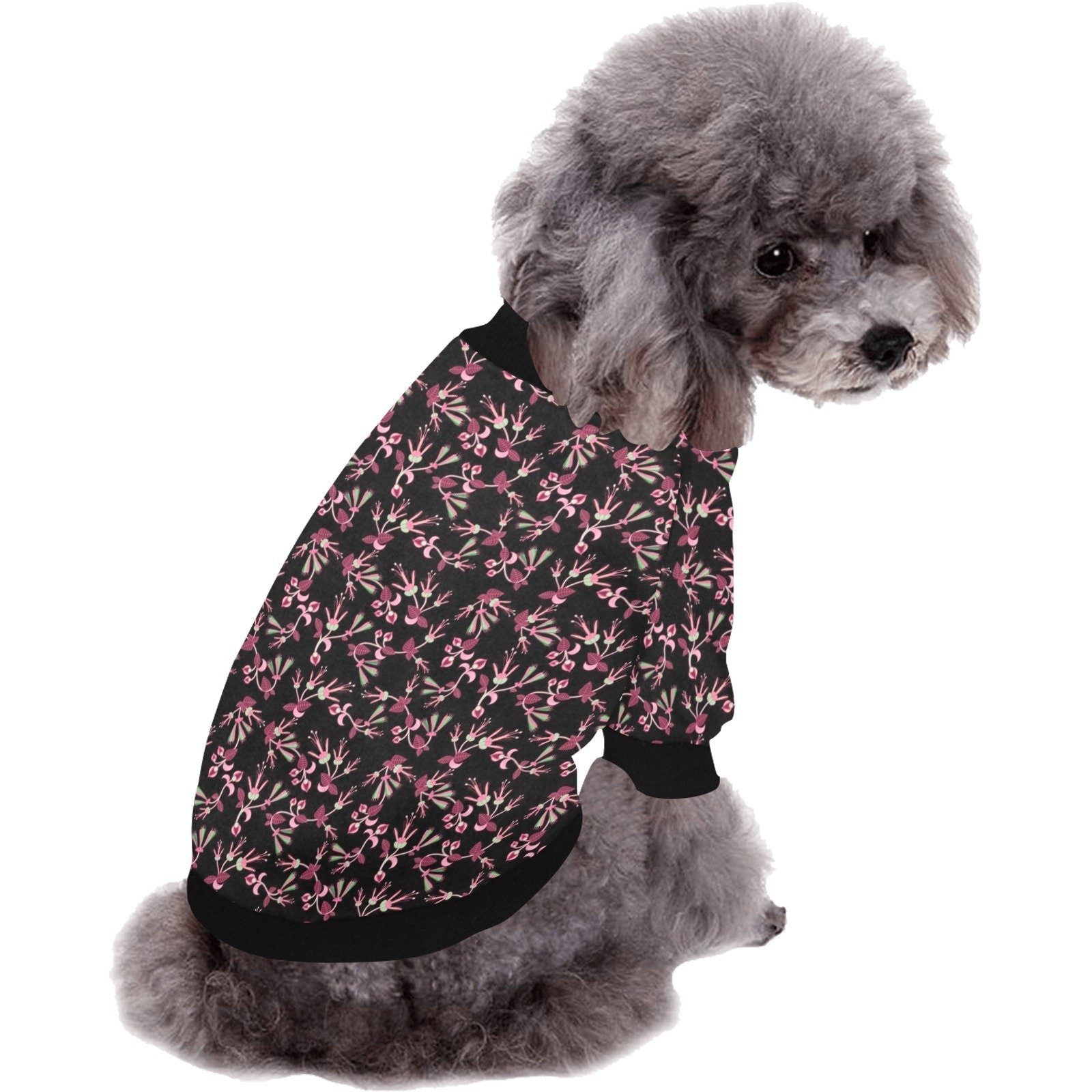 Floral Green Black Pet Dog Round Neck Shirt Pet Dog Round Neck Shirt e-joyer 