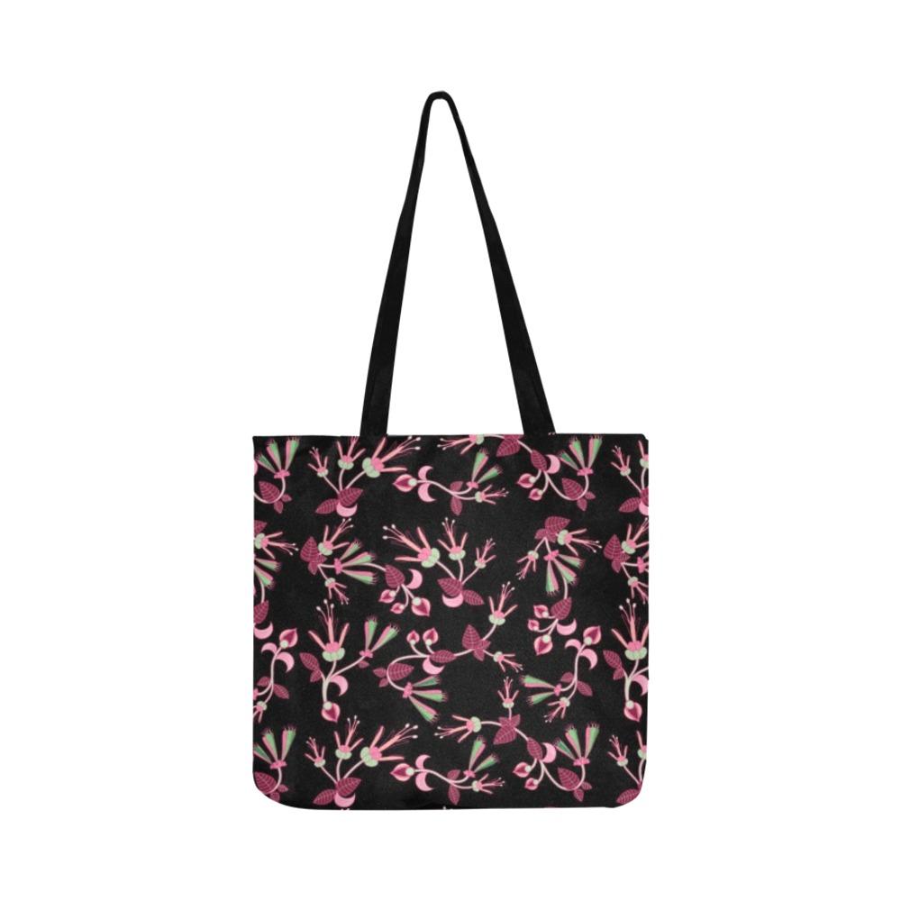 Floral Green Black Reusable Shopping Bag Model 1660 (Two sides) Shopping Tote Bag (1660) e-joyer 