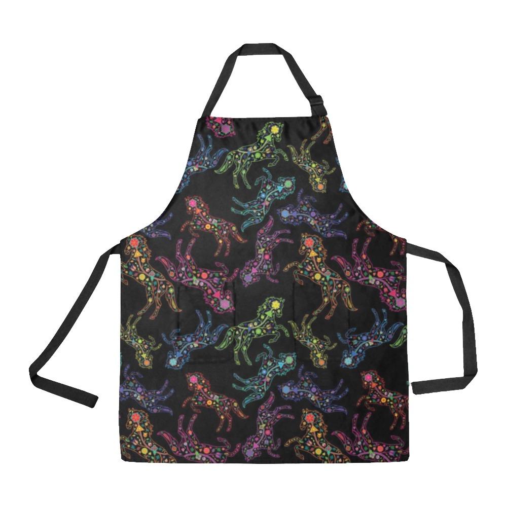 Floral Horse All Over Print Apron All Over Print Apron e-joyer 