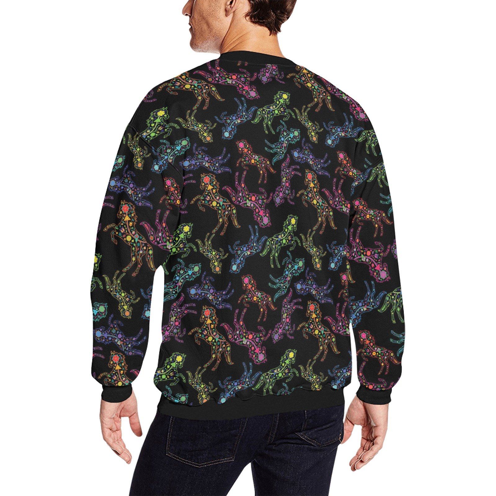 Floral Horse All Over Print Crewneck Sweatshirt for Men (Model H18) shirt e-joyer 