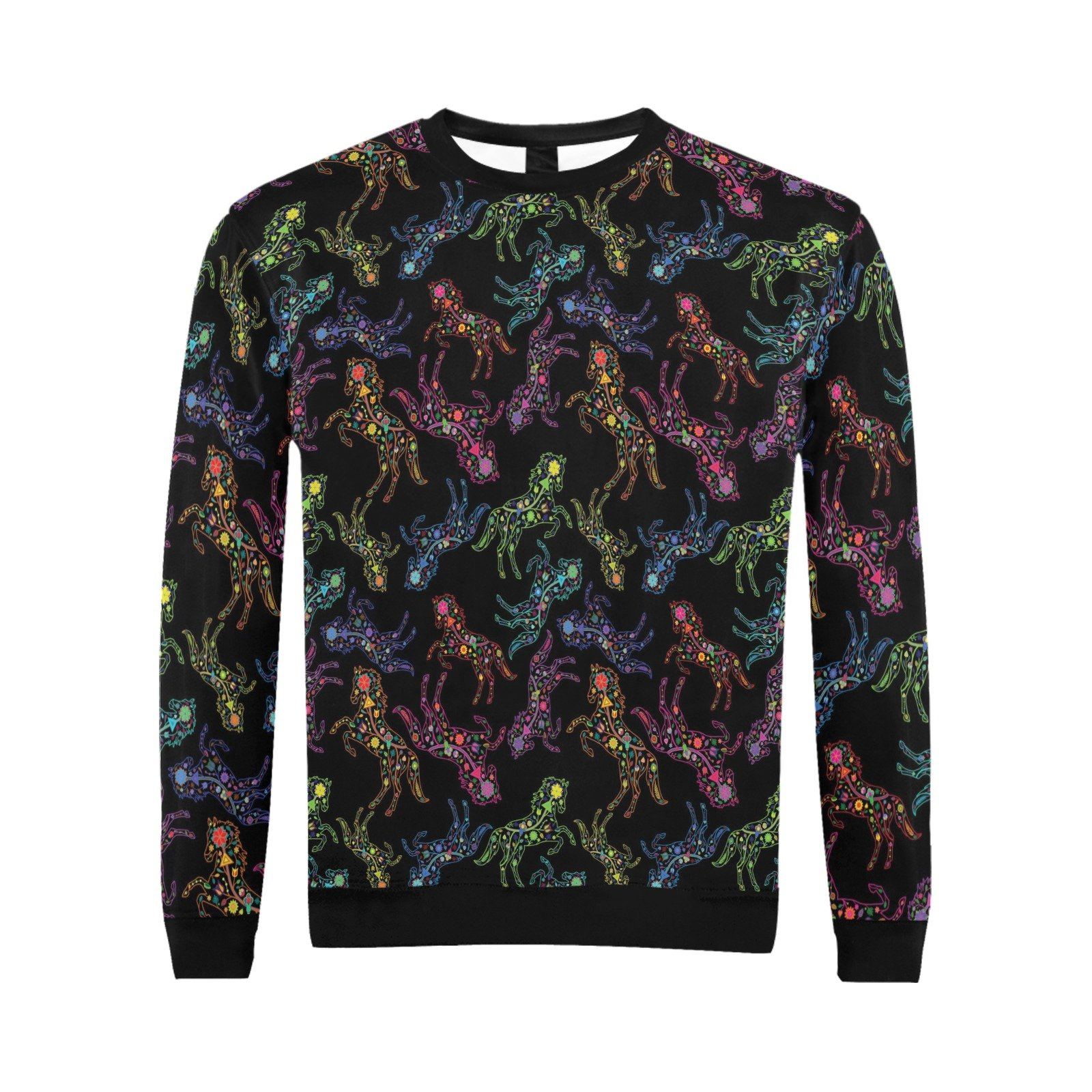Floral Horse All Over Print Crewneck Sweatshirt for Men (Model H18) shirt e-joyer 