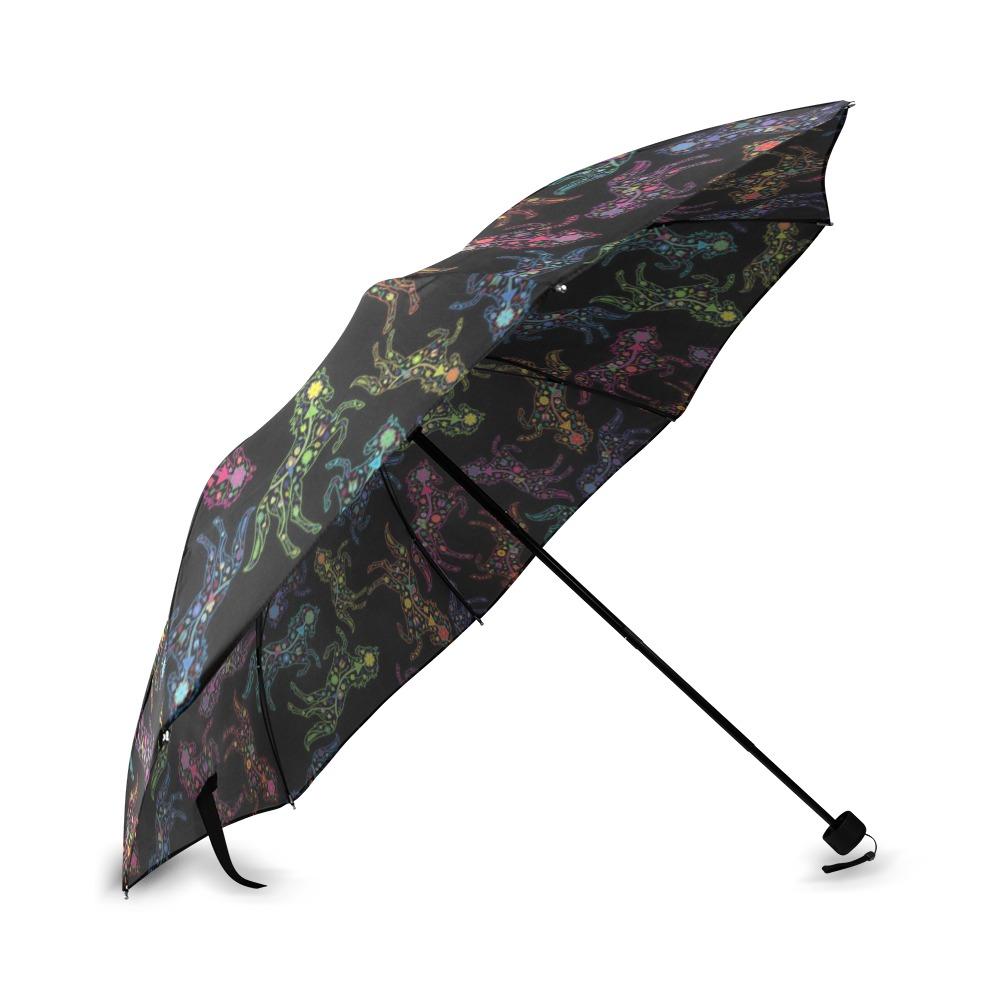 Floral Horse Foldable Umbrella (Model U01) Foldable Umbrella e-joyer 