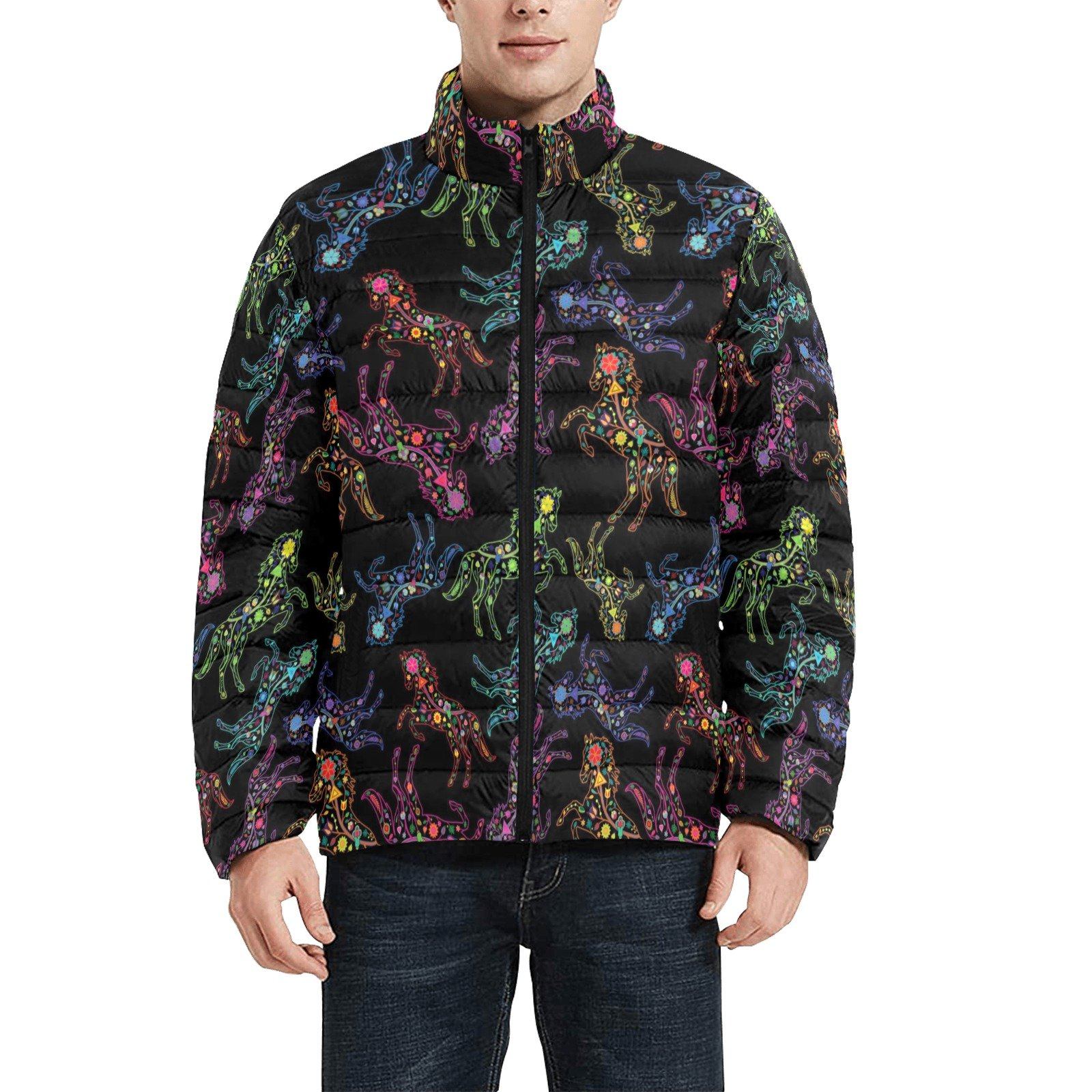 Floral Horse Men's Stand Collar Padded Jacket (Model H41) Men's Stand Collar Padded Jacket (H41) e-joyer 