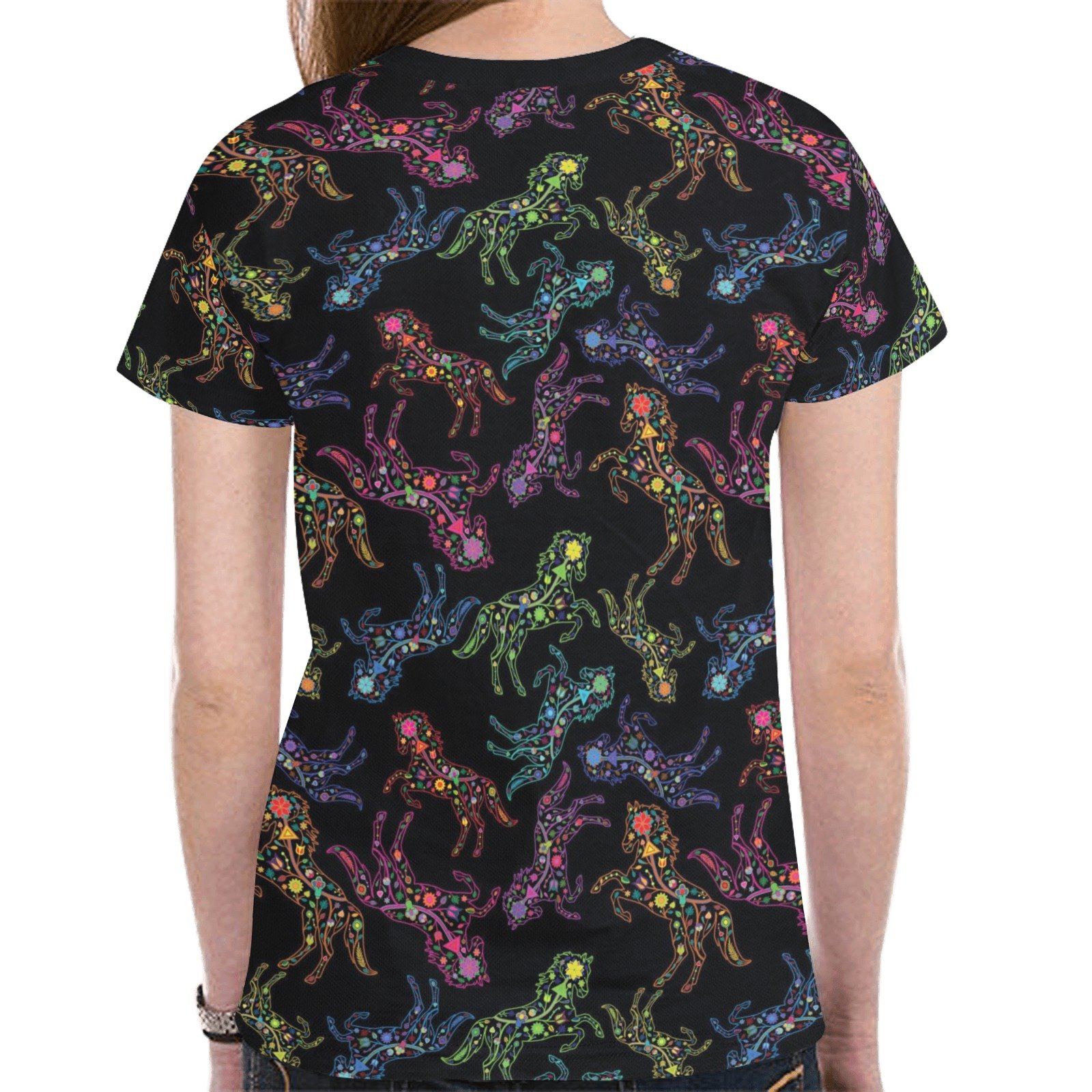 Floral Horse New All Over Print T-shirt for Women (Model T45) tshirt e-joyer 