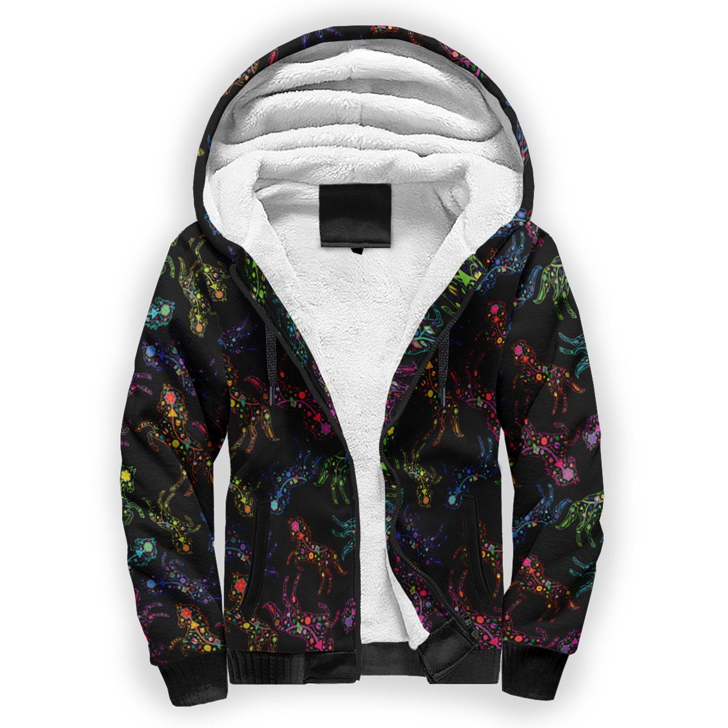 Floral Horse Sherpa Hoodie hoodie Herman 