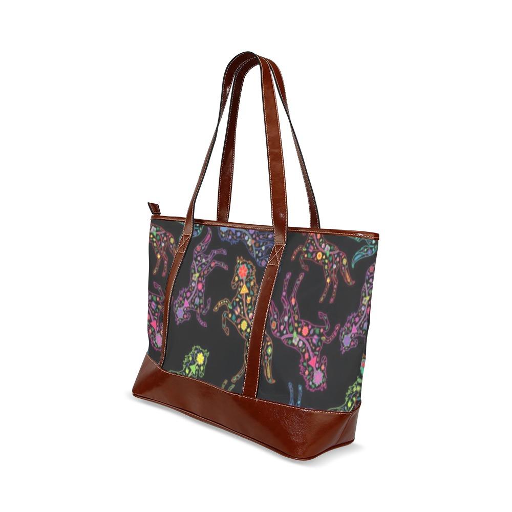 Floral Horse Tote Handbag (Model 1642) handbag e-joyer 