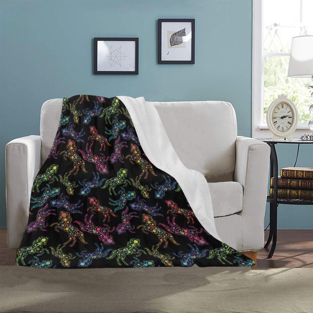 Floral Horse Ultra-Soft Micro Fleece Blanket 40"x50" Ultra-Soft Blanket 40''x50'' e-joyer 