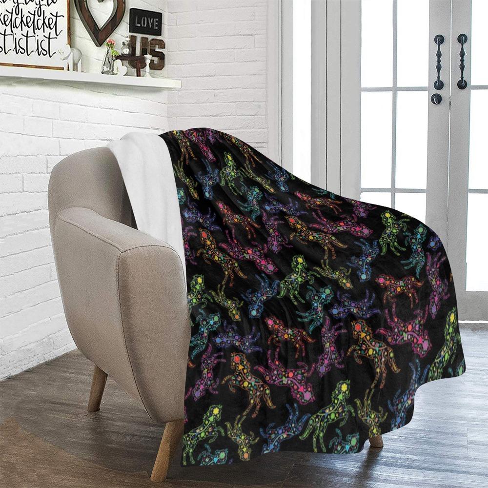 Floral Horse Ultra-Soft Micro Fleece Blanket 50"x60" Ultra-Soft Blanket 50''x60'' e-joyer 