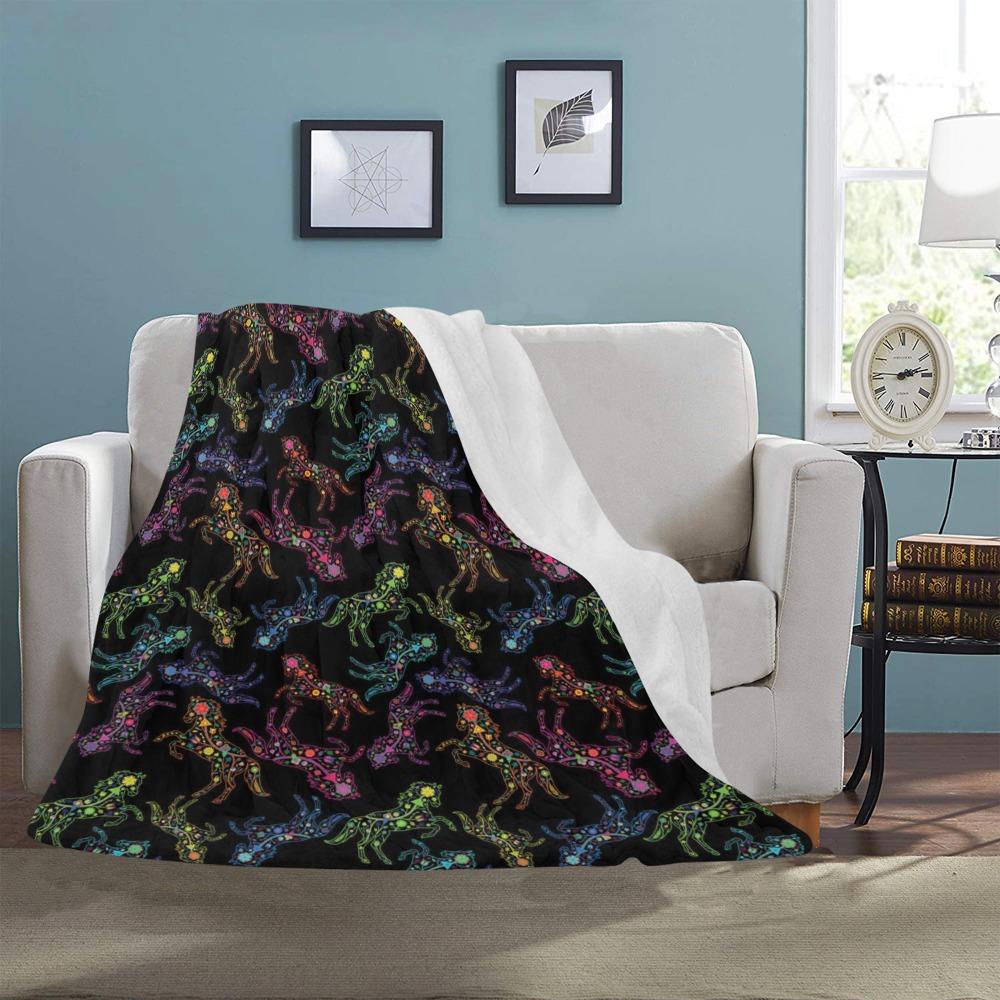 Floral Horse Ultra-Soft Micro Fleece Blanket 50"x60" Ultra-Soft Blanket 50''x60'' e-joyer 