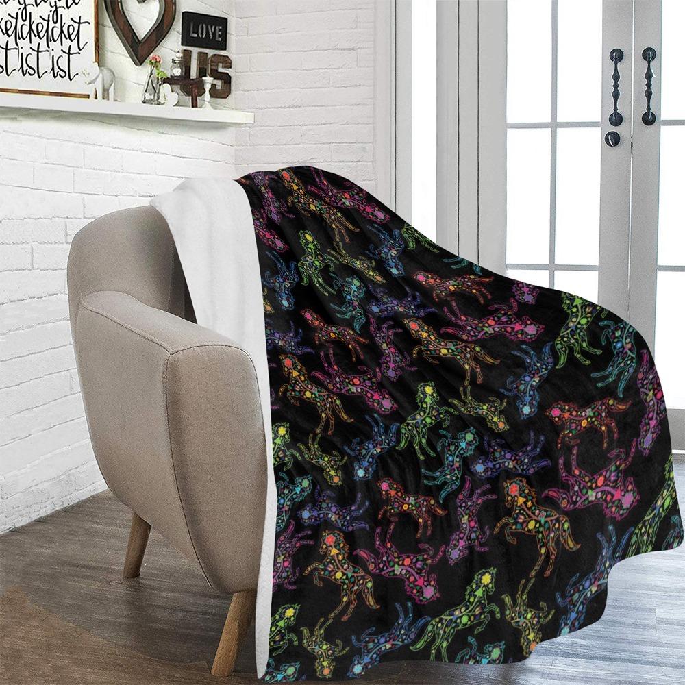 Floral Horse Ultra-Soft Micro Fleece Blanket 60"x80" Ultra-Soft Blanket 60''x80'' e-joyer 