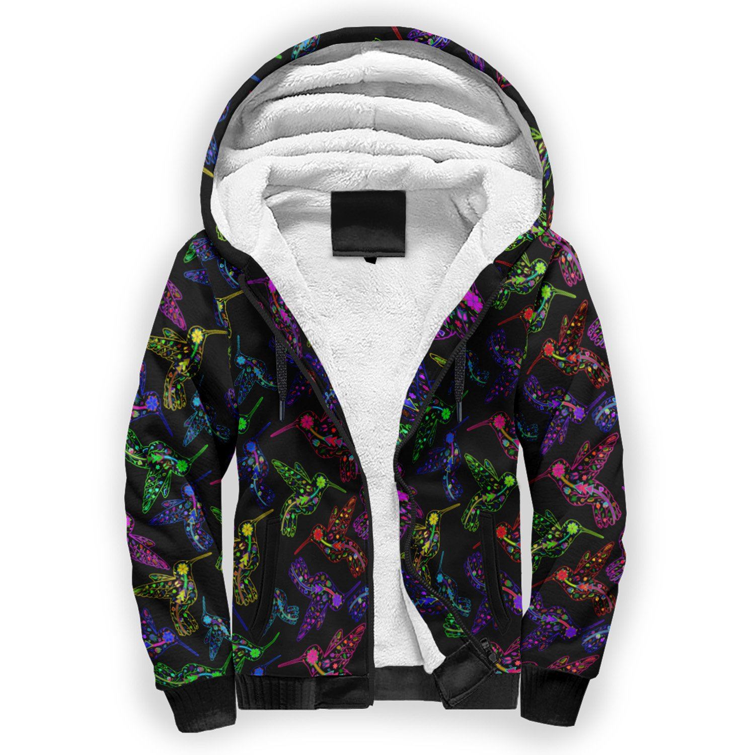 Floral Humming Bird Sherpa Hoodie hoodie Herman 