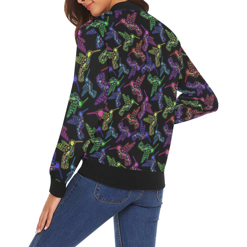 Floral Hummingbird All Over Print Bomber Jacket for Women (Model H19) All Over Print Bomber Jacket for Women (H19) e-joyer 