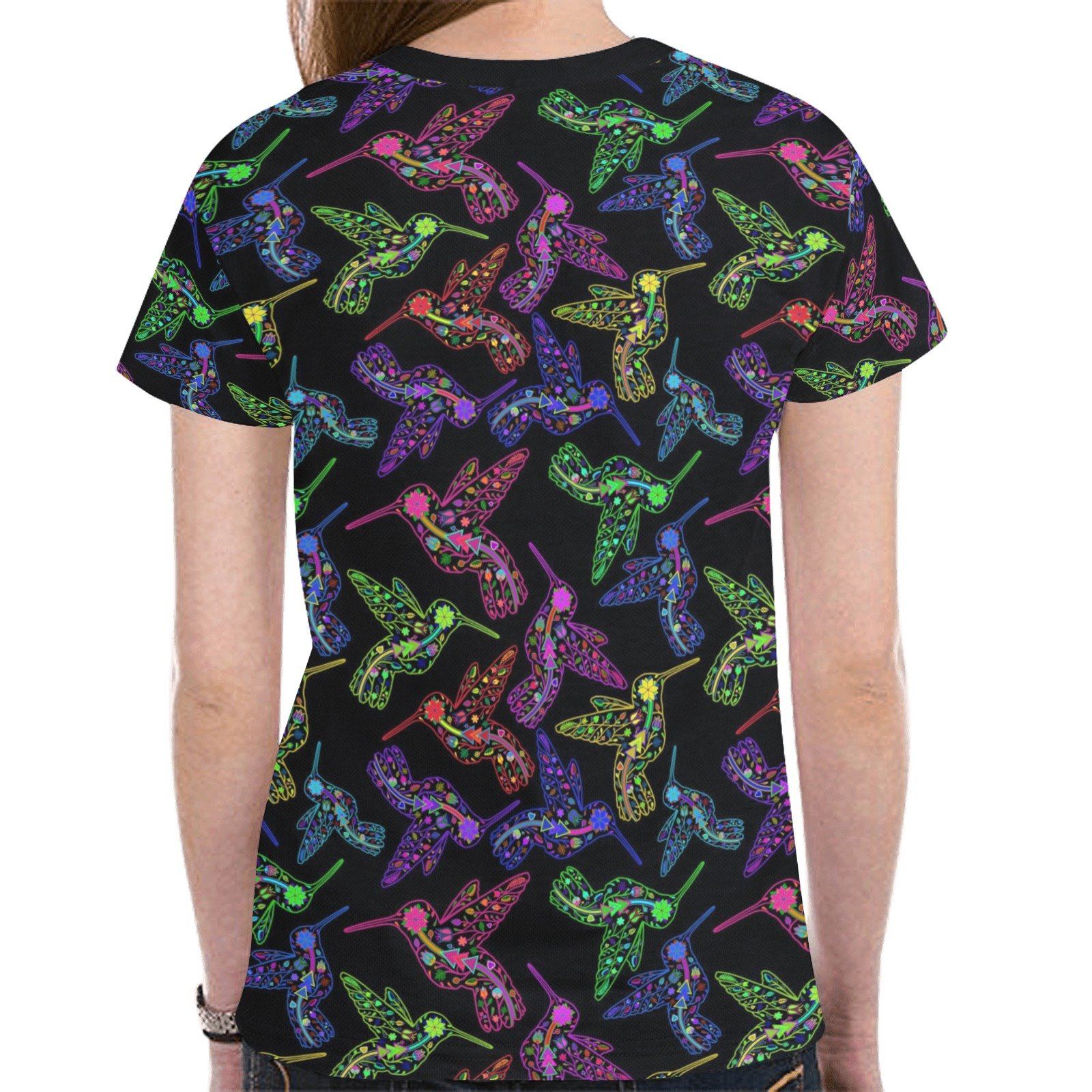 Floral Hummingbird New All Over Print T-shirt for Women (Model T45) tshirt e-joyer 