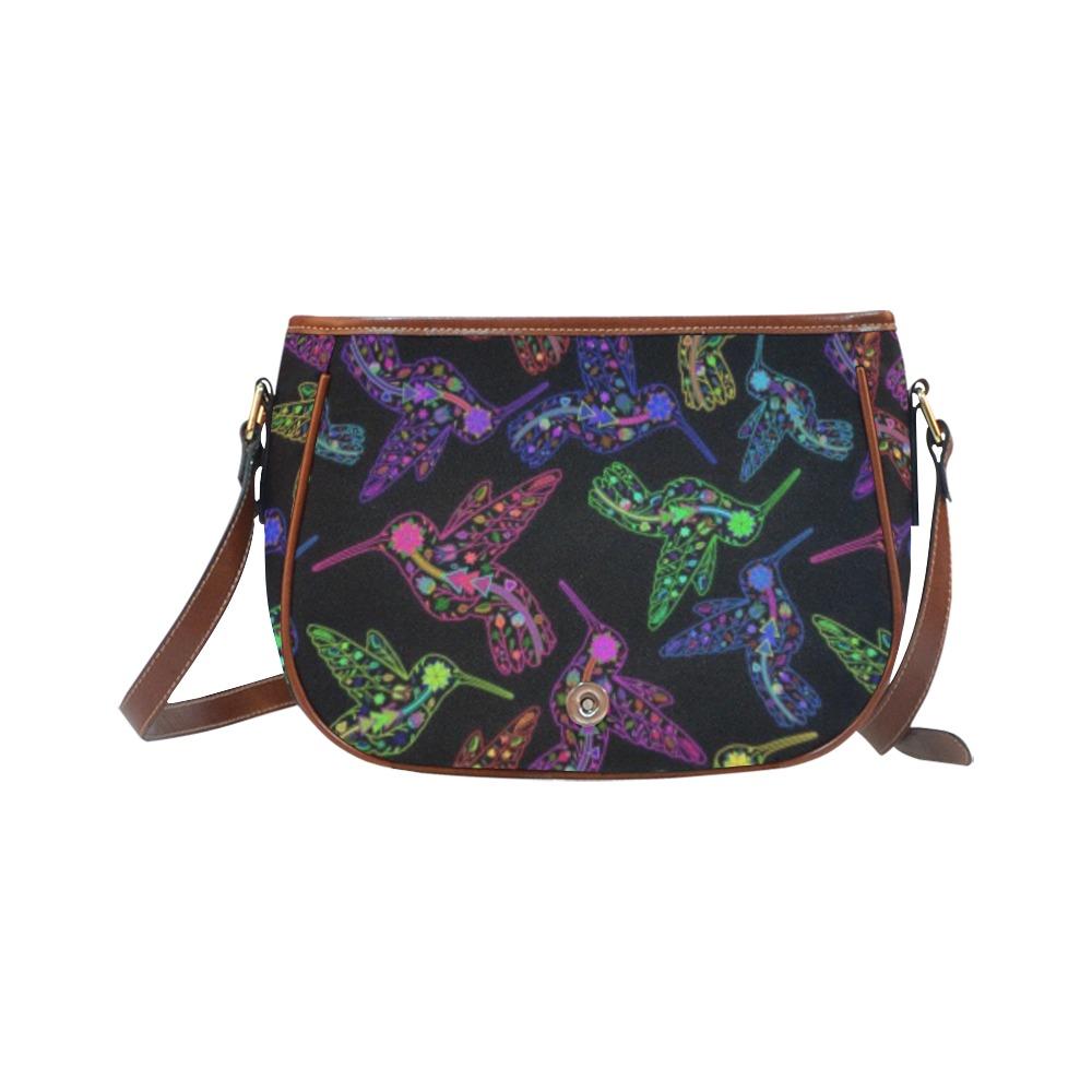 Floral Hummingbird Saddle Bag/Small (Model 1649) Full Customization bag e-joyer 