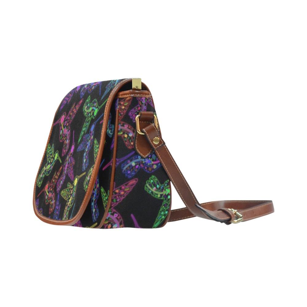 Floral Hummingbird Saddle Bag/Small (Model 1649) Full Customization bag e-joyer 