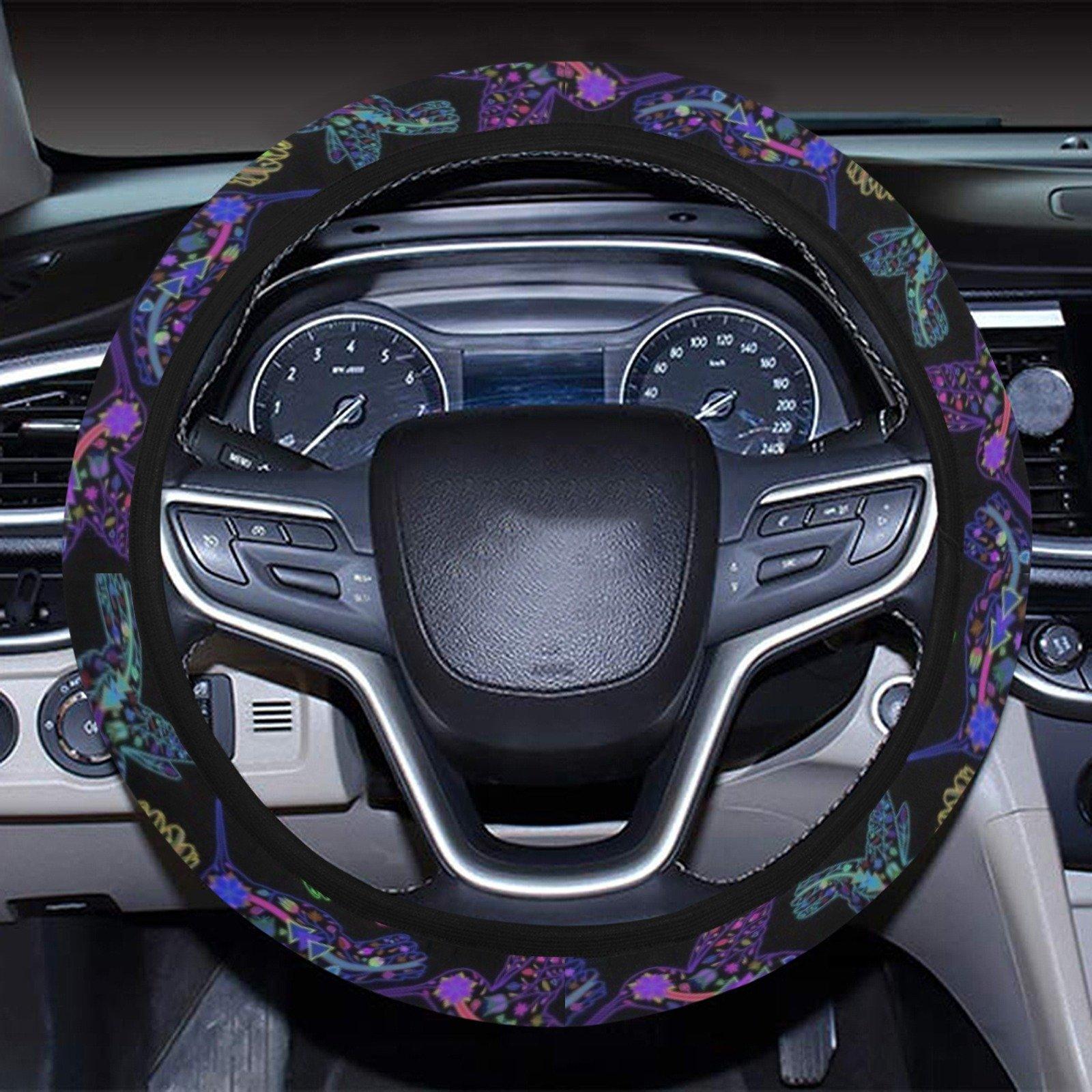 Floral Hummingbird Steering Wheel Cover with Elastic Edge Steering Wheel Cover with Elastic Edge e-joyer 