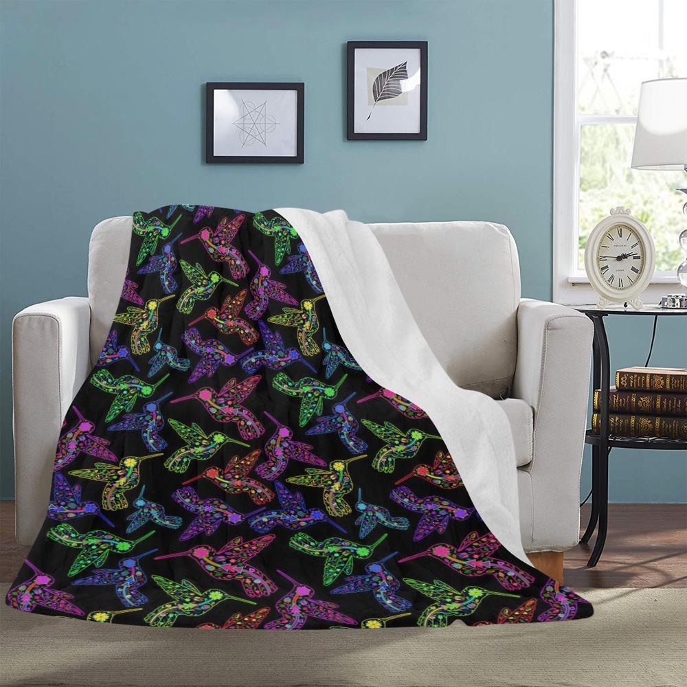 Floral Hummingbird Ultra-Soft Micro Fleece Blanket 60"x80" Ultra-Soft Blanket 60''x80'' e-joyer 