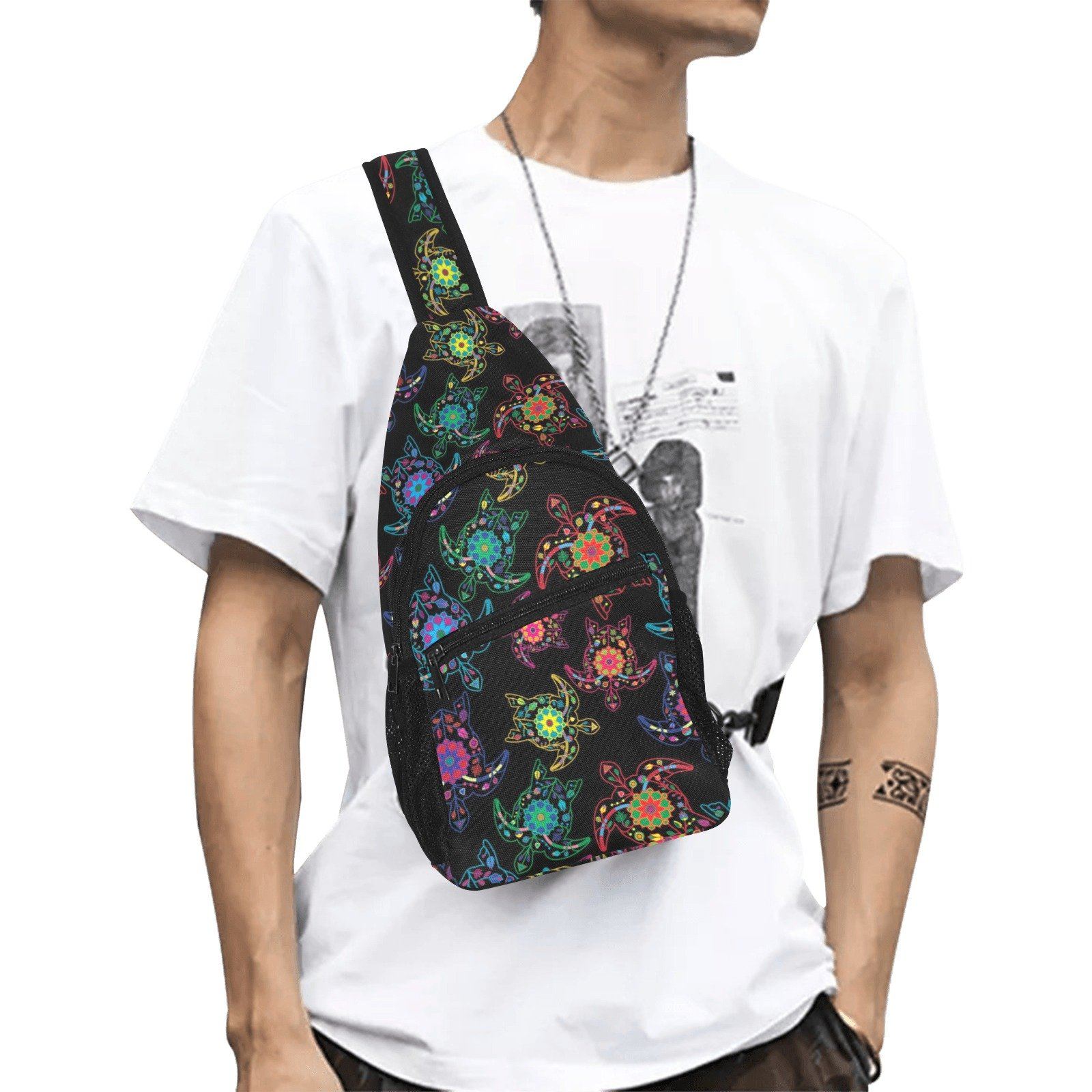 Floral Turtle All Over Print Chest Bag (Model 1719) All Over Print Chest Bag (1719) e-joyer 